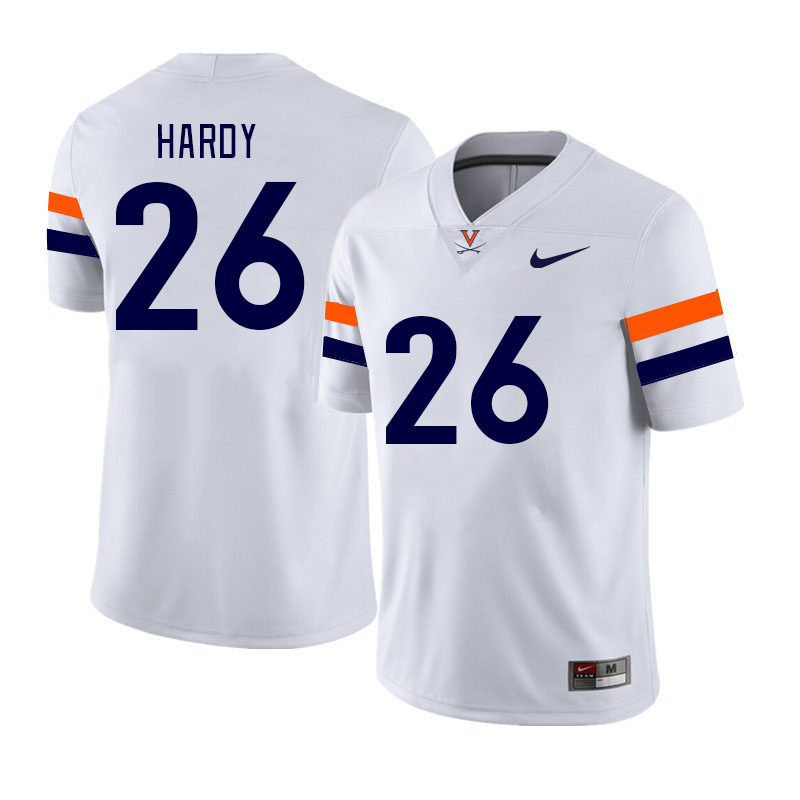 Men #26 Caleb Hardy Virginia Cavaliers College Football Jerseys Stitched Sale-White - Click Image to Close